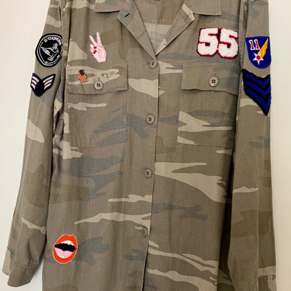 Rails Agnes Camo Military Patch Button Up Down Sh… - image 3